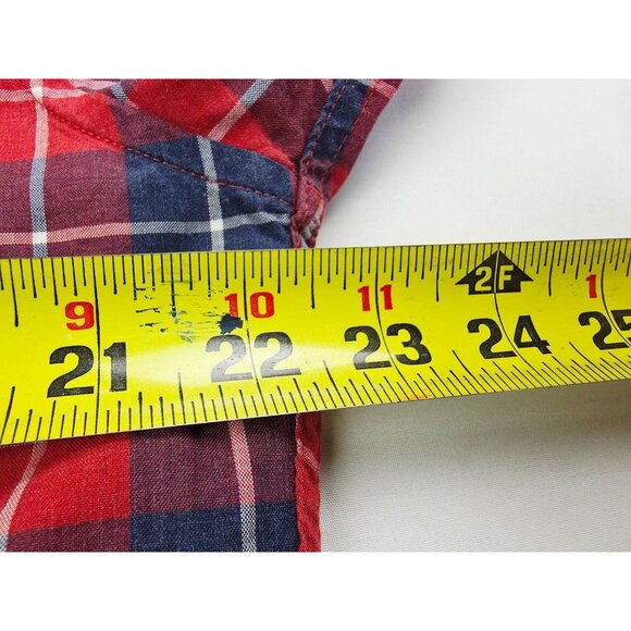 J. Crew Slim Size Large mens Red Blue White Check Button Down Long Sleeve Shirt - Picture 2 of 8